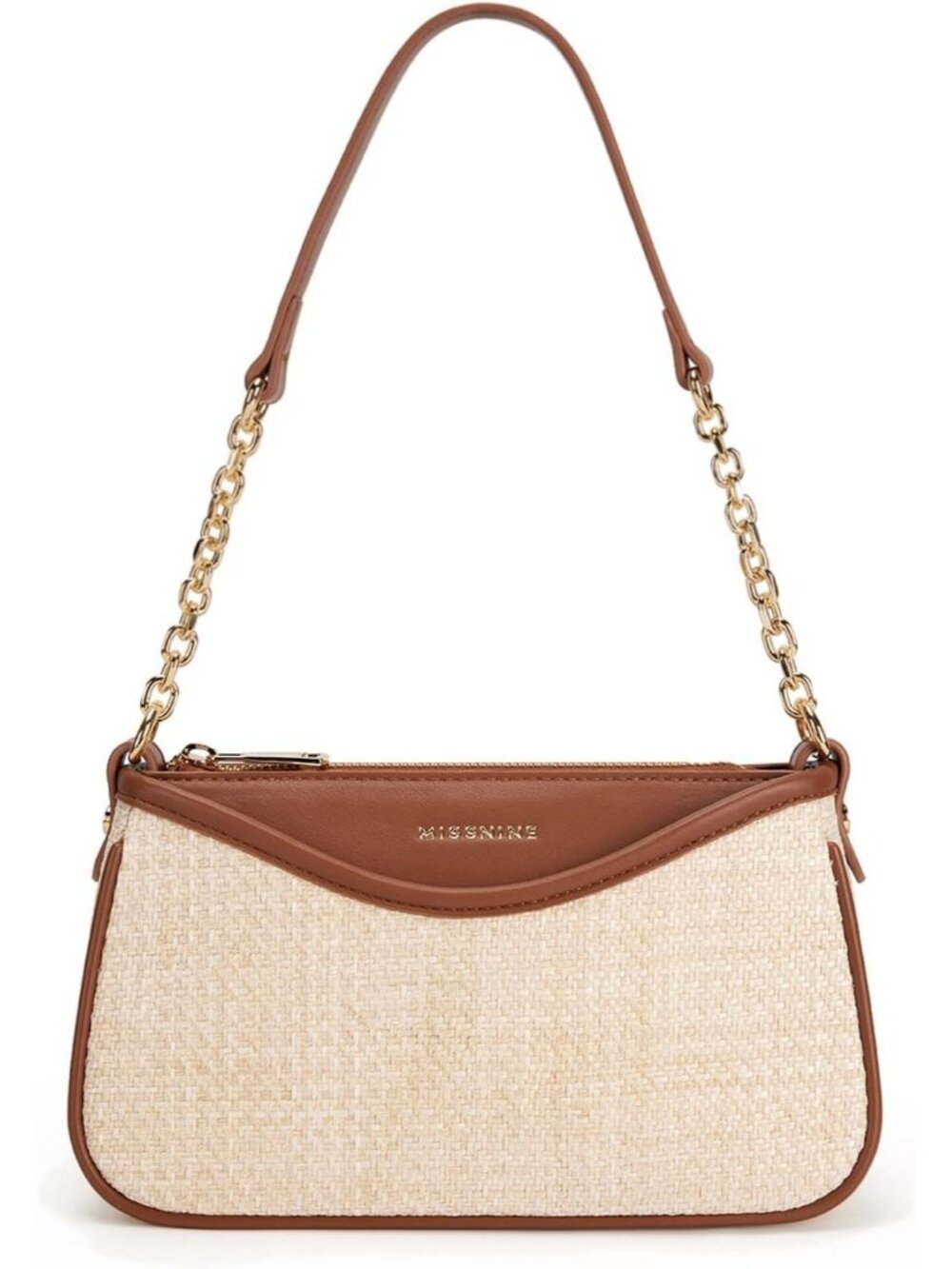 Women's Brown Beige Vegan Leather Small Hobo Underarm Clutch Purse Shoulder Bag